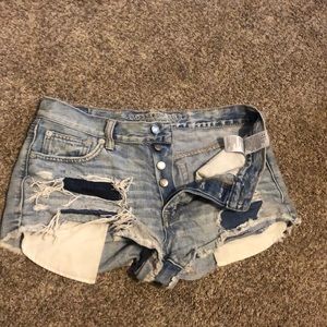 AEO light wash denim shorts